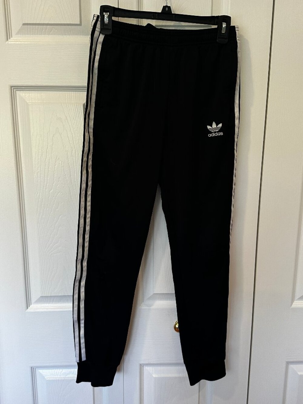 Adidas Originals Youth Large Black Trefoil 3-Stripe Jogger Track Pants